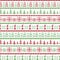 Green and red Christmas Nordic pattern in including Xmas gifts, candles, snowflakes, stars, decorative ornaments in scandinavian