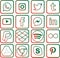 Green and red colored Social Media Icons For Christmas