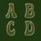Green and red glitter capital letter alphabet - letters A-D