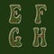 Green and red glitter capital letter alphabet - letters E-H