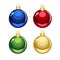 Green, red, golden, blue Christmas ornaments