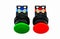 Green and red push button switch