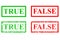 Green and red rubber stamp effect sign true and false