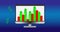 green and red stock graph on monitor of computer with dollar on blue background. Stock and business concept