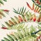 Green red Tropical or jungle leaves on light pastel background, close up