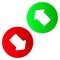 Green and red up and down arrow. Arrow pointing upwards, downwards