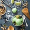 Green refreshing lime pistachio ice cream