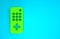 Green Remote control icon isolated on blue background. Minimalism concept. 3d illustration 3D render