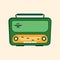 Green Retro Radio. Flat Design. Vector