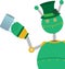 Green retro style springy robot clover hat beer