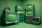 Green retro television technology concept