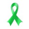 Green ribbon , Kidney Cancer Awareness , on white background.