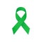 Green ribbon on a white background, as symbol mental health.