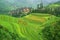 Green rice terrace in china mountaines