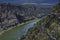 The green river cutting through the canyon