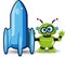 Green Robot and Rocket