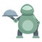 Green robot waiter icon cartoon . Digital office