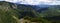 Green and rocky landscape from Mirador de Gresolet. Pyrenees, Spain