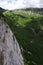 Green and rocky landscape from Mirador de Gresolet. Pyrenees, Spain