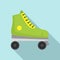 Green roller skates icon, flat style