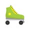 Green roller skates icon, flat style