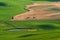 Green rolling hills of farmland wheat fields seen from the Palouse