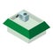 Green roof icon isometric vector. Home roof with outdoor unit of air conditioner