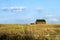 Green Roof Shed Blue Sky Clouds