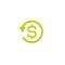 Green round arrow with green dollar. Flat icon. Isolated on white. Charge back icon. Refund sign.