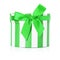 Green round gift box isolated on the white background