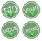 Green round organic bio natural food logos with leaves