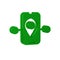 Green Route location icon isolated on transparent background. Train line path of train road route with start point GPS