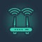 Green Router and wi-fi signal icon isolated on blue background. Wireless ethernet modem router. Computer technology