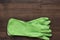 Green rubber cleaning gloves