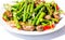 Green salad with asparagus and Italian Salsiccia