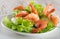 Green salad with shrimps