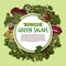 Green salad sketch poster of fresh leaf vegetable