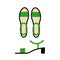 Green sandals top and side view. Women`s casual shoes