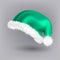 Green Santa Hat Vector. Party Icon. Head Background. Holiday Icon. Santa Claus Holiday Green And White Cap. Winter