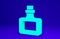 Green Sauce bottle icon isolated on blue background. Ketchup, mustard and mayonnaise bottles with sauce for fast food