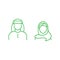 green Saudi People line art icon