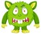 Green scary monster on white background