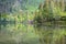 Green scenery and reflections on lake Odensee in Pichl Kainisch, Bad Aussee, Salzkammergut, Styria, Austria, Europe
