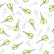 Green scissors seamless pattern on white background