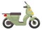 Green scooter side view. Moped bike icon