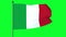 Green screen 3D Illustration of The flag of Italy, often referred to in Italian as il Tricolore, is the national flag of Italy