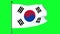 Green screen 3D Illustration of The flag of South Korea, the Taegukgi, has three parts