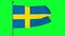 Green Screen 3D Illustration of The flag of Sweden consists of a yellow or gold Nordic cross on a field of light blue.