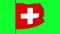 Green Screen 3D Illustration of The flag of Switzerland displays a white cross in the centre of a square red field.