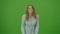 Green Screen. Angry Girl Swear at Camera. Woman Wearing Feeling Nervous